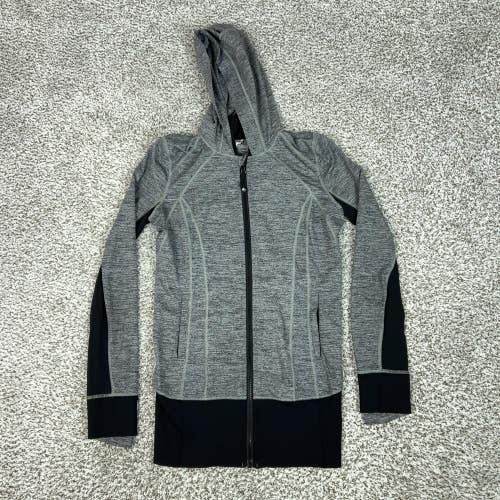 Lululemon Jacket Womens 6 Gray Black Hooded Full Zip Daily Practice Running Yoga