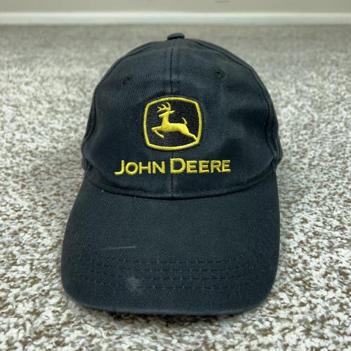 John Deere Hat Cap Strap Back Mens One Size Black Logo Outdoor Farming Tractor