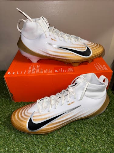 Size 14 Nike Zoom Air Vapor Pro 1 Football Cleats White Metallic Gold FB3298-103