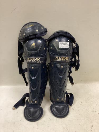 Used All-Star LG79APRO 7-9YRS Catchers Leg Guards Navy Blue Youth 11725-S000508938