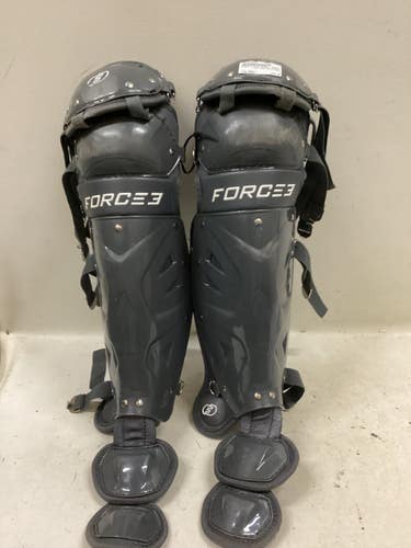 Used FORCE 3 SHIN GUARDS Catchers Leg Guards Grey Adult 11725-S000508654