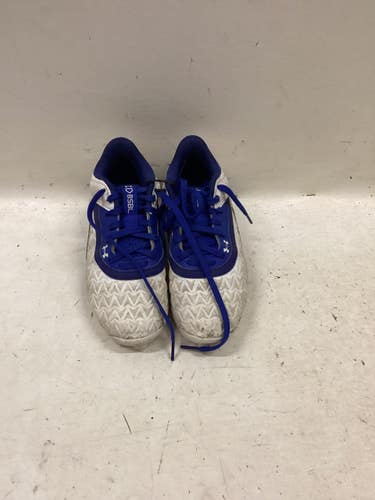 Used Under Armour BSBL BB/SB Cleats White And Royal Blue Junior 01.5 11725-S000508643