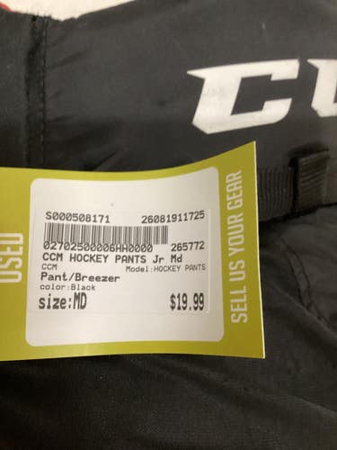 Used CCM HOCKEY PANTS Junior Pant Black MD 11725-S000508171