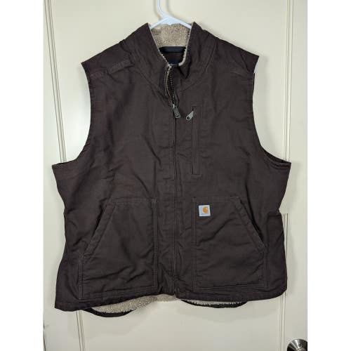 Carhartt Womens Relaxed Fit Sherpa Lined Mock Neck Vest Brown XL OV4277-W