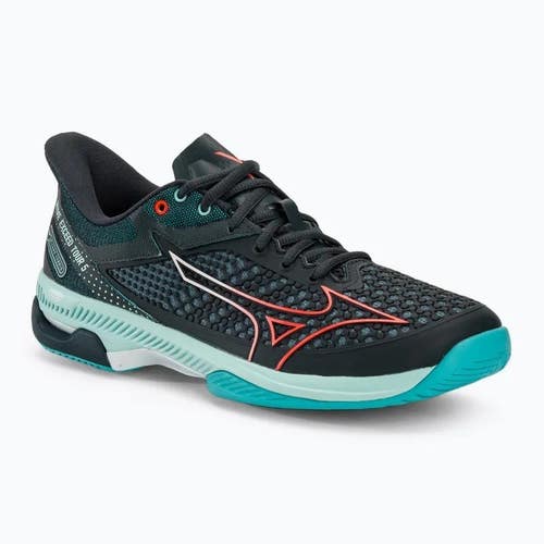*NIB* MIZUNO MEN'S WAVE ENFORCE TOUR 5 AC TENNIS SHOES (COLLGE BLUE/TURQ) SZ 10