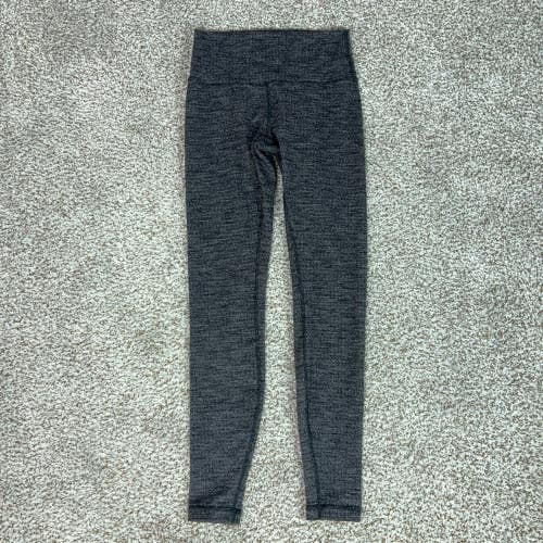 Lululemon Leggings Women 6 Black Gray Wunder Under High Rise Yoga Athletic Pants
