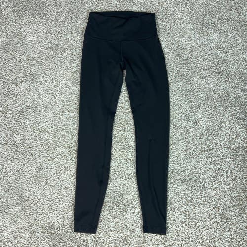 Lululemon Leggings Womens 8 Black Wunder Train High Rise Yoga Gym Workout Logo