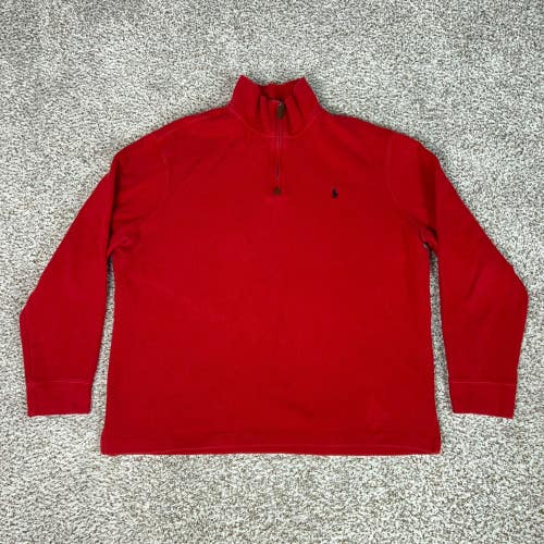 Polo Ralph Lauren Sweater Mens XL Red Cotton Pony Logo 1/4 Zip Preppy Pullover