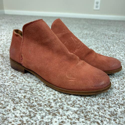 Frye Boots Womens 7.5 Red Orange Suede Shootie Western Ankle Leather Shoes