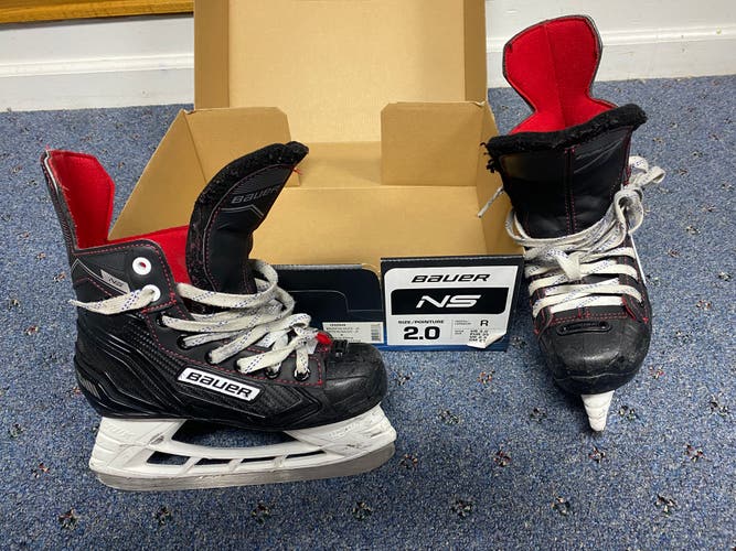 Bauer NS Ice Hockey Skates - Junior Size 2 - Regular Width (Used)