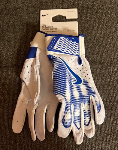 Nike Alpha Elite Baseball Blue Batting Gloves Size XL