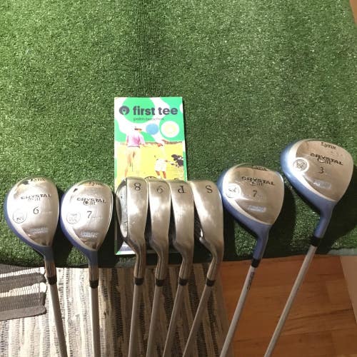 Lynx Ladies Crystal Cat Full Set (3W, 7W, 6H, 7H, 8-PW-SW) Graphite Shafts *VGC*