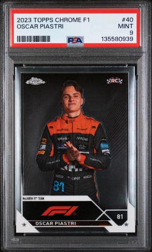 Oscar Piastri 2023 Topps Chrome F1 Portrait Rookie Card #40 PSA Mint 9
