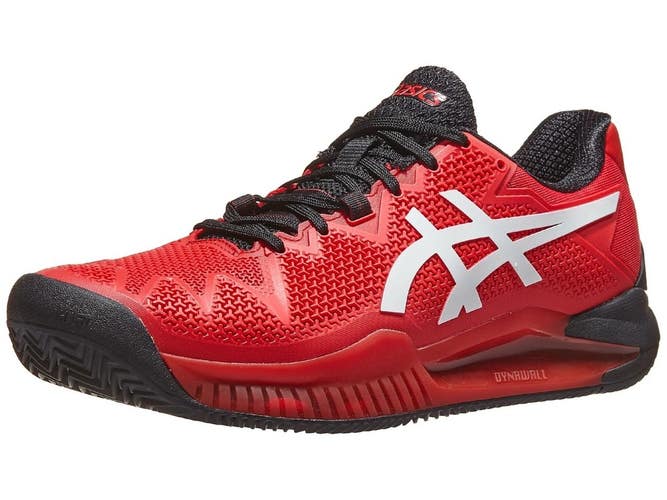 *NIB* MEN'S ASICS GEL-RESOLUTION 8 CLAY TENNIS SHOES (ELEC. RED / WHITE) SZ 9.5