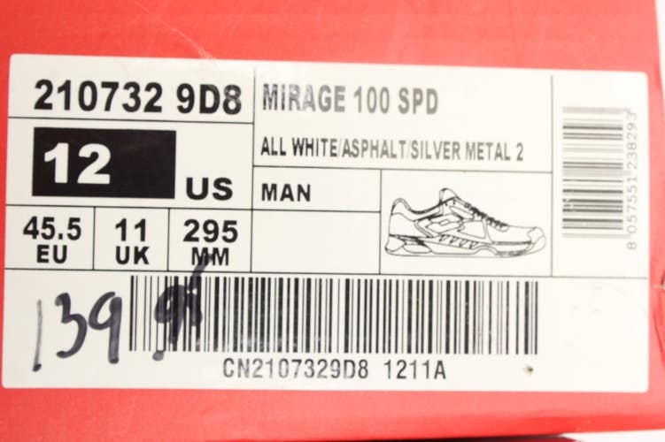 *READ* MEN'S LOTTO MIRAGE 100 SPEED TENNIS SHOES (WHT/SILVER) SZ 12