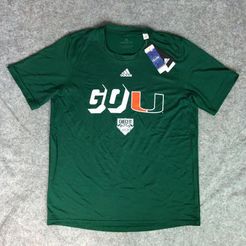 Miami Hurricanes Womens Shirt Large Adidas Green Tee Short Sleeve Football NWT A