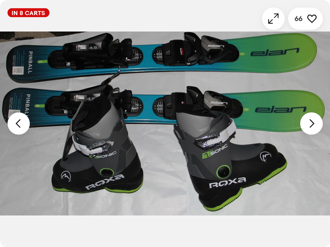 NEW 2027 Elan 70cm Pinball Kids skis with EL 4.5 GW + 14.5 / US 6 boots