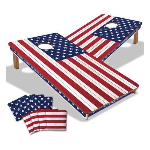 You the Fan USA Flag 2' x 4' Cornhole Board Pack of 2 with Eight Bean Bags DXS22