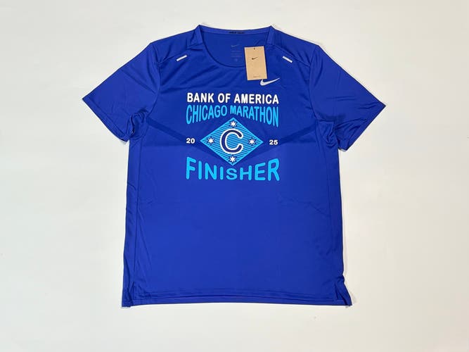 Blue Large Nike Running Men's Dri-FIT Rise 365 2025 Chicago Marathon Finisher Graphic T-Shirt HQ4194