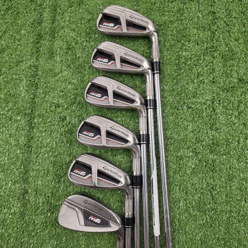 TaylorMade M6 6 Club Iron Set 6-PW AW KBS MAX 85 Stiff Flex Steel RH Red/Black