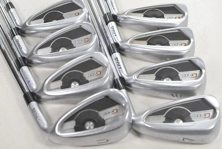 Men's Ping G400 Right Handed Iron Set Stiff Flex BLUE DOT (8 Clubs) #4 - #9, PW, GW 37" (Used)
