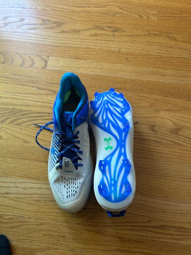 Blue Men's Size M 15.0 (W.16.0) Adult Under Armour Charged Molded Cleats (New)