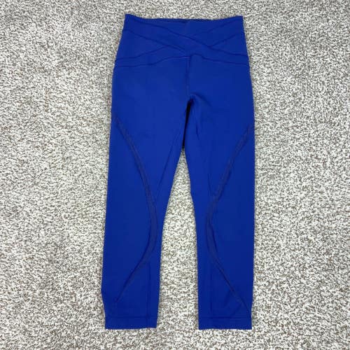 Lululemon Pants Womens 6 Blue High Rise Ankle Leggings Crossover Waist Pockets