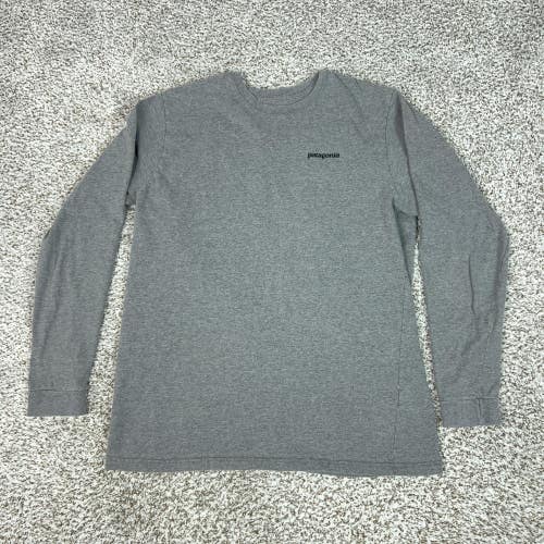 Patagonia Shirt Mens Large Gray P-6 Logo Long Sleeve Graphic Tee Organic Hiking