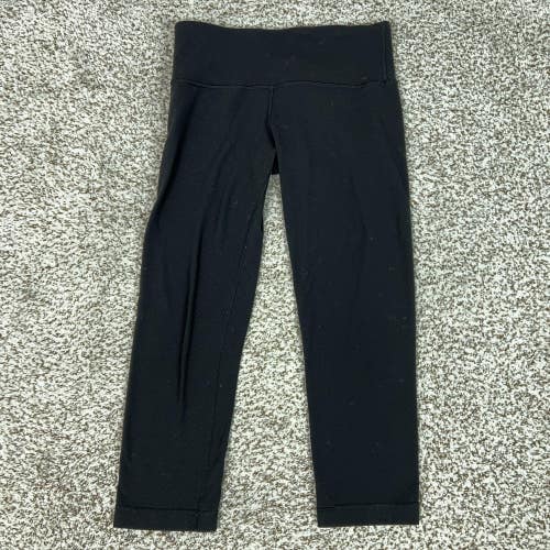 Lululemon Pants Womens 4 Black Cropped Leggings Chevron Pattern Yoga Gym Workout