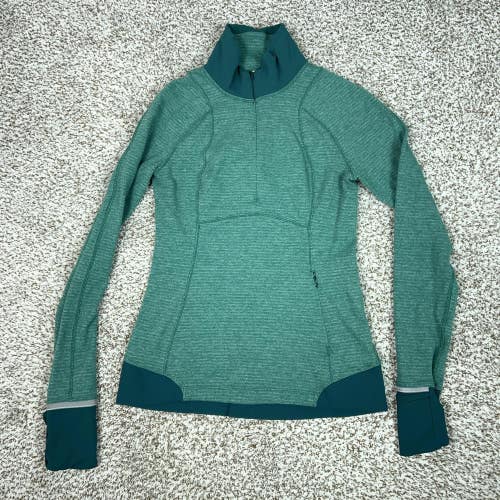 Lululemon Pullover Womens Small Green 1/2 Zip Mock Neck Running Top Yoga Gym