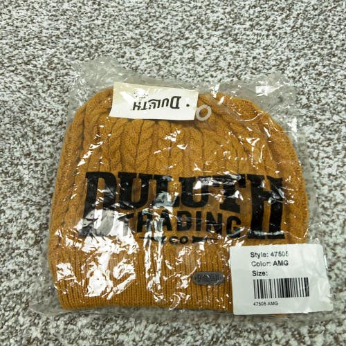 Duluth Trading Co Hat Beanie Womens One Size Gold Cable Knit Slouch Winter Logo