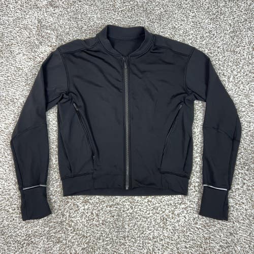 Lululemon Jacket Womens Small Black Track Bomber Full Zip Thumbholes Running