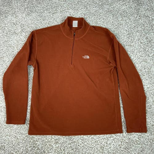 North Face Pullover Mens Medium Orange TKA 100 Quarter Zip Fleece Hiking Outdoor