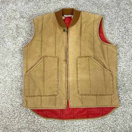 Vintage Walls Vest Mens 2XL Brown Quilted Insulated Workwear Blizzard-Pruf 80s