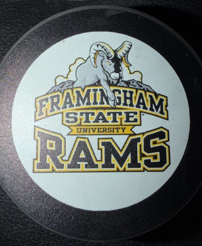 FRAMINGHAM STATE UNIVERSITY RAMS HOCKEY PUCK BLANK BACK SIDE