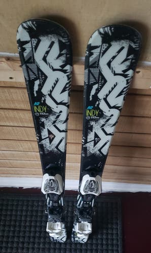 KIDS 112cm K2 Indy Rocker Skis w/ Marker 4.5 Adjustable Bindings *USED* CLEANED