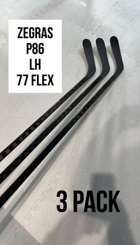 Senior(3x)Left CT: Trevor Zegras 77 Flex (P86) ProBlackStock™ Unbranded Pro Stock Hockey Sticks