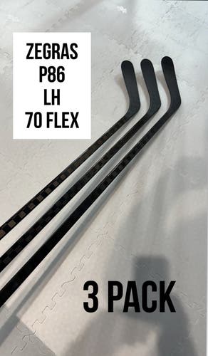 Senior(3x)Left CT: Trevor Zegras 70 Flex (P86) ProBlackStock™ Unbranded Pro Stock Hockey Sticks