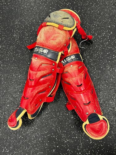 Used All Star LG912S7X Catchers Leg Guards Red Intermed 11849-S000043176