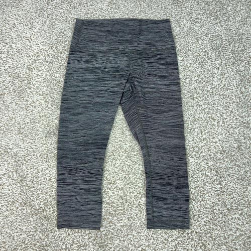 Lululemon Pants Womens 10 Gray Striped High Rise Wunder Under Crop Leggings Yoga