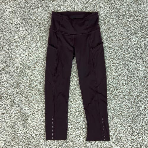 Lululemon Leggings Womens 2 Red Brown Running Leggings Fast Free Crop Yoga Gym