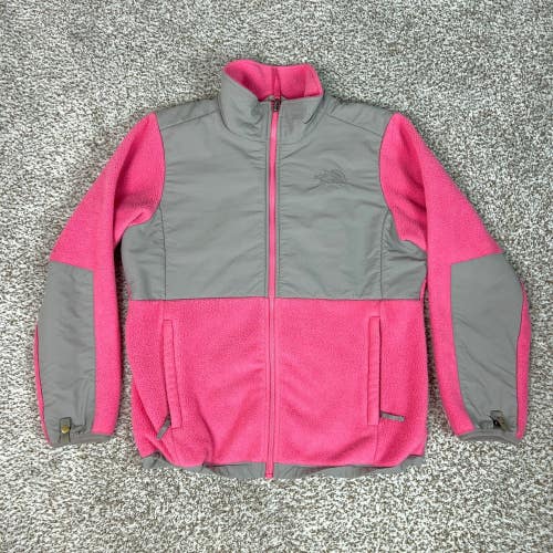 North Face Jacket Kids Girls Large Pink Gray Winter Denali Polartec Fleece Youth