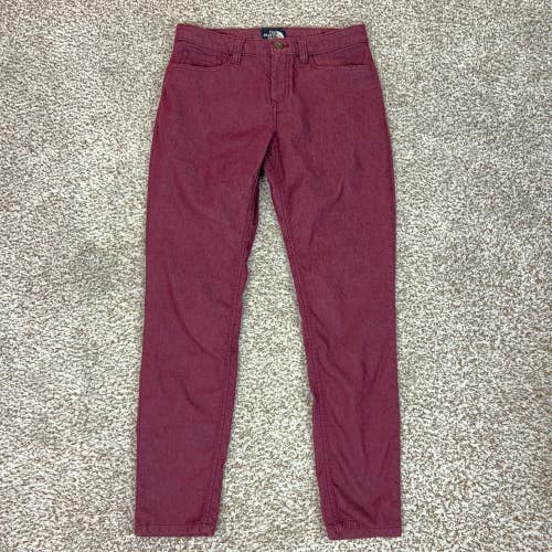 North Face Pants Womens 4 Red Skinny Casual Outdoor Slim Fit Stretch Hiking Logo