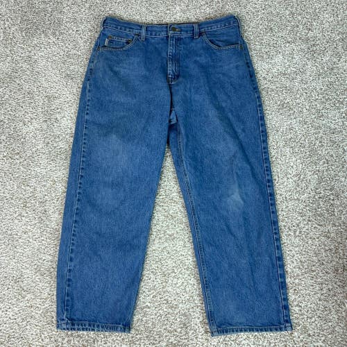 Carhartt Jeans Mens 38x30 Blue Workwear Loose Fit Denim Pants Logo Cotton Casual