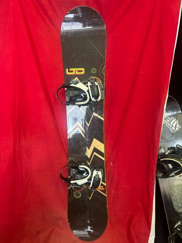 Snowboard: LTD Vector snowboard, 163cm wide. Bindings: LTD, Sz: M/L.
