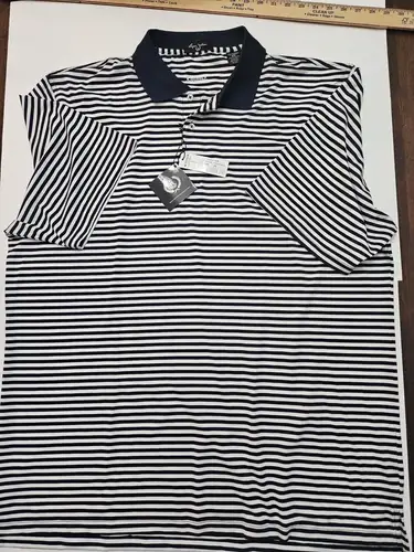 Byron Nelson Golf Polo Shirt Men's 2XL Black White Striped DriWay Polyester - XXL Men's Shirt (New)