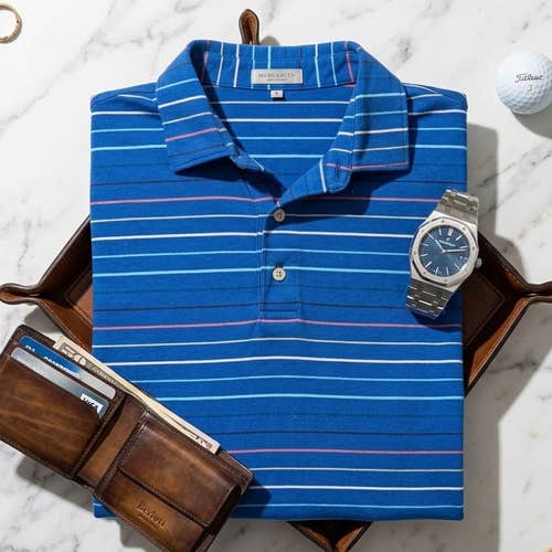 Peter Millar Men's XL Polo Shirt Blue Quiet Luxury Old Money Golfcore Preppy