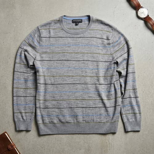 Banana Republic Men's M Merino Wool Sweater Striped Old Money Quiet Luxury