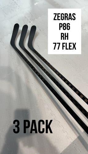 Senior(3x)Right CT: Zegras 77 Flex (P86) ProBlackStock™ Unbranded Pro Stock Hockey Sticks