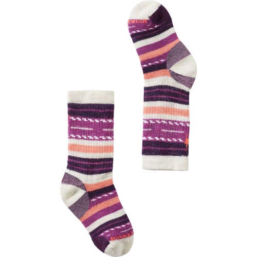 Smartwool Margarita Crew Socks Kids Medium Moonbeam Cushioned Hiking GBO3984